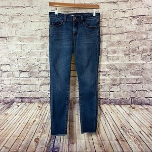 Pilcro And The Letterpress Script Mid Rise Fringe Hem Denim Jeans